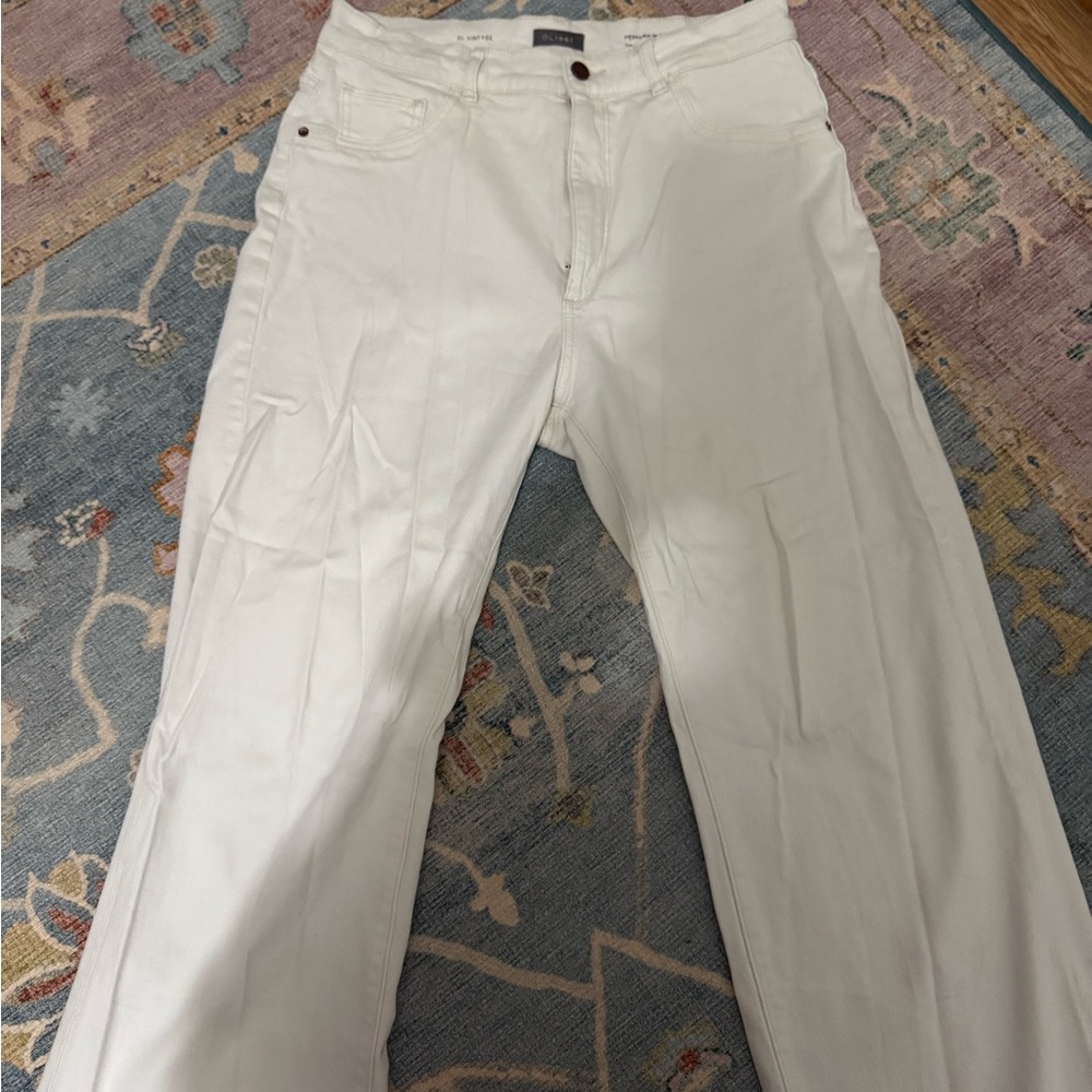 DL1961 Hepburn Off-White Wide-Leg Jeans
